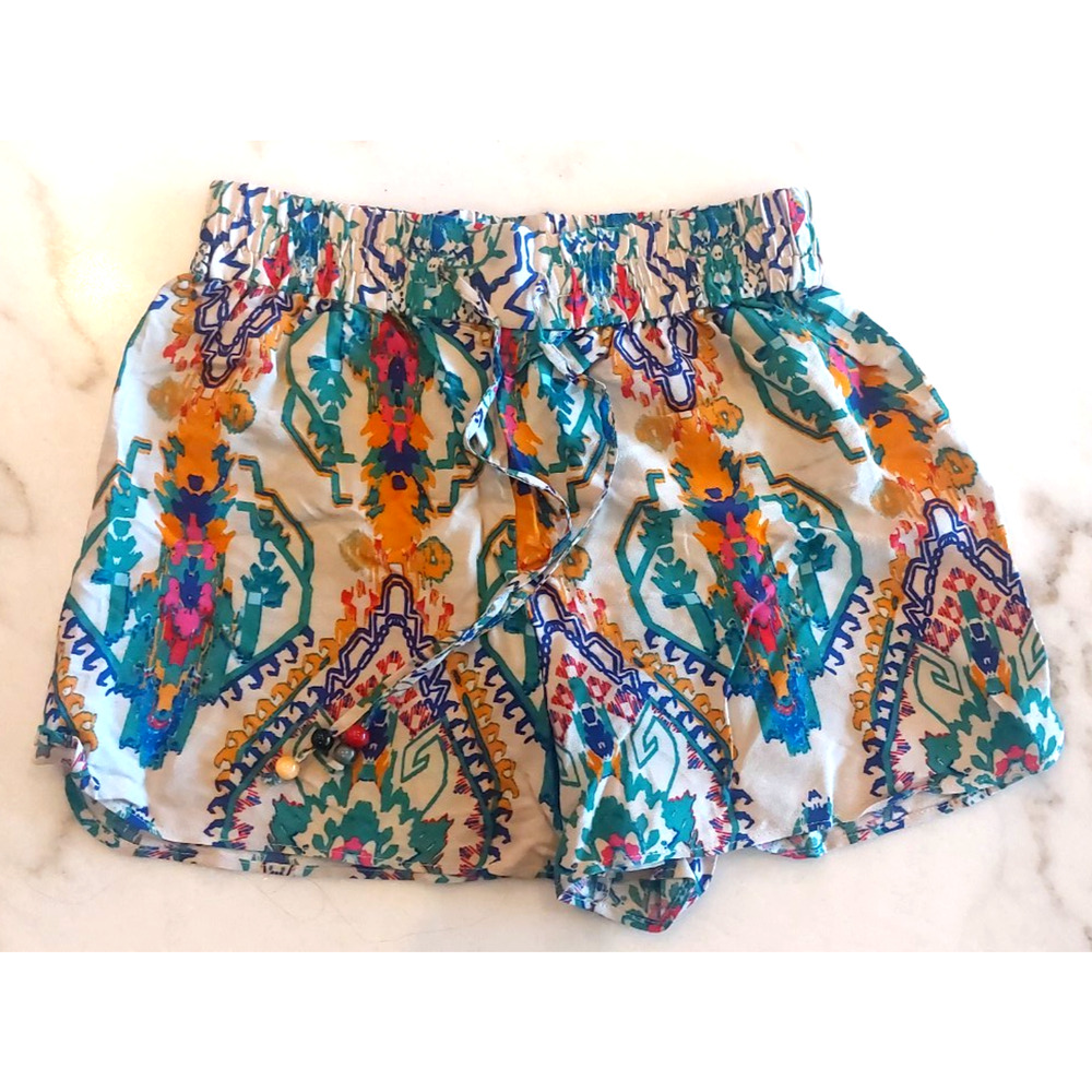 ZARA Shorts Size XS Aztec Printed Colorful‎ Multicolor Drawstring Summer NWT